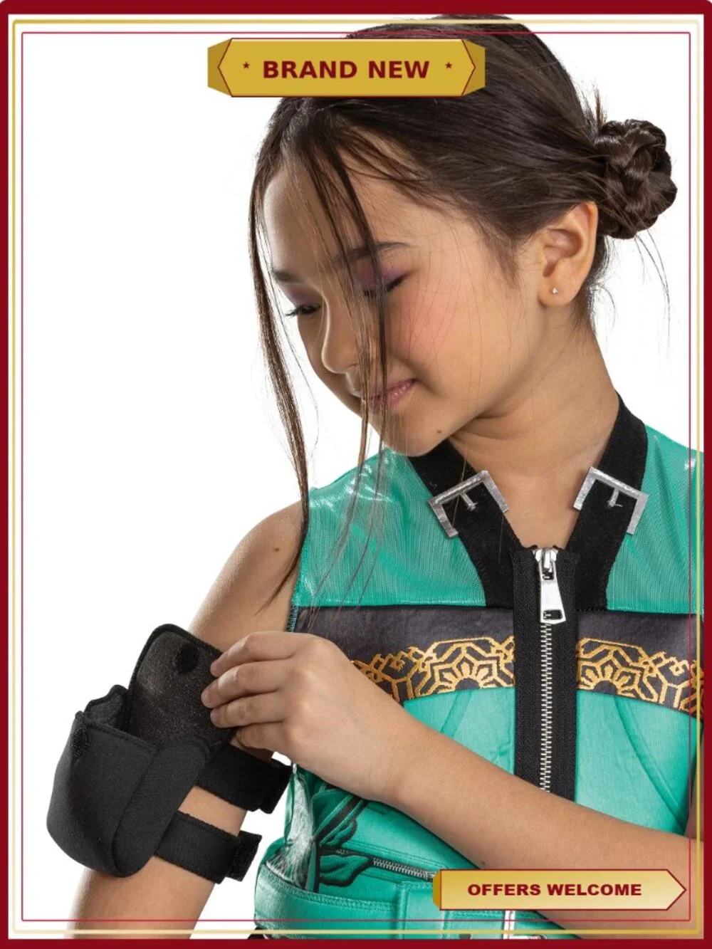 Girls Zoey K-Pop Demon Hunter Deluxe Costume Jumpsuit Foam Weapons S 6/6X